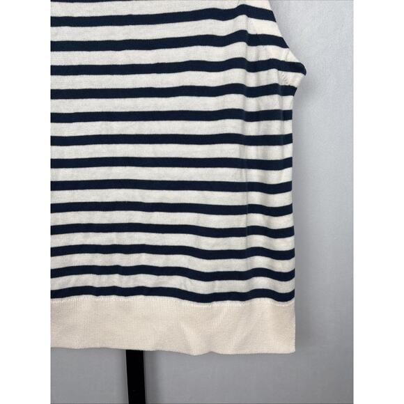 PACT Classic Fine Knit Shell Top Women's XL Blue White Stripe Organic Cotton - Picture 8 of 11